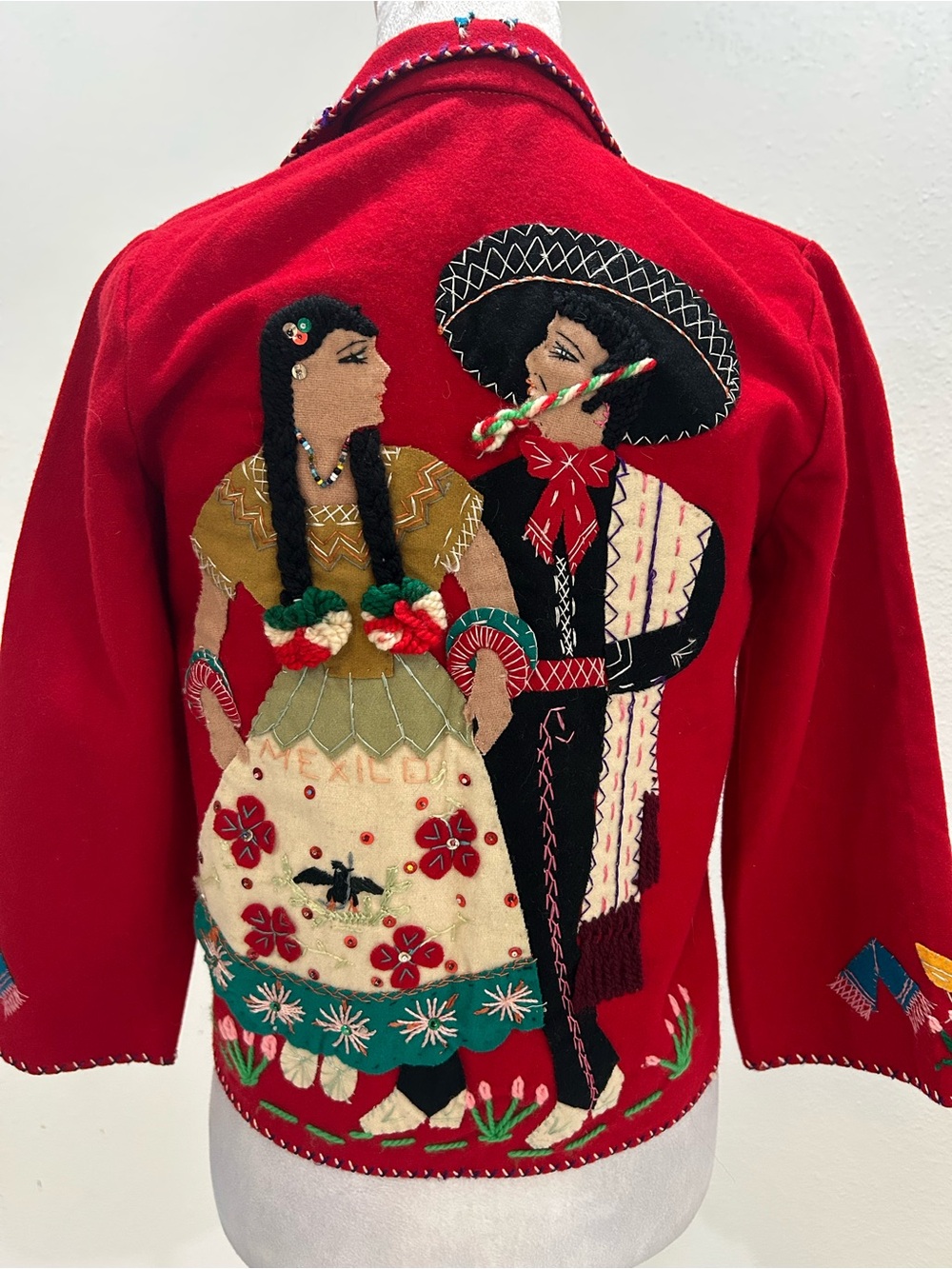 Lopez 1950’s - 60’s Vintage Children’s Embroidered Wool Jacket Mexican Motifs